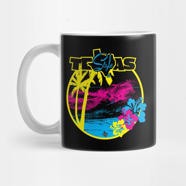 Texas Style Surfer with Palm Trees in CMYK by CamcoGraphics